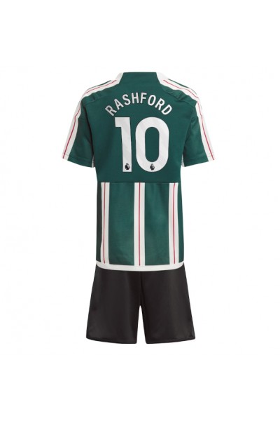 Fotbalové Dres Manchester United Marcus Rashford #10 Dětské Venkovní Oblečení 2023-24 Krátký Rukáv (+ trenýrky)